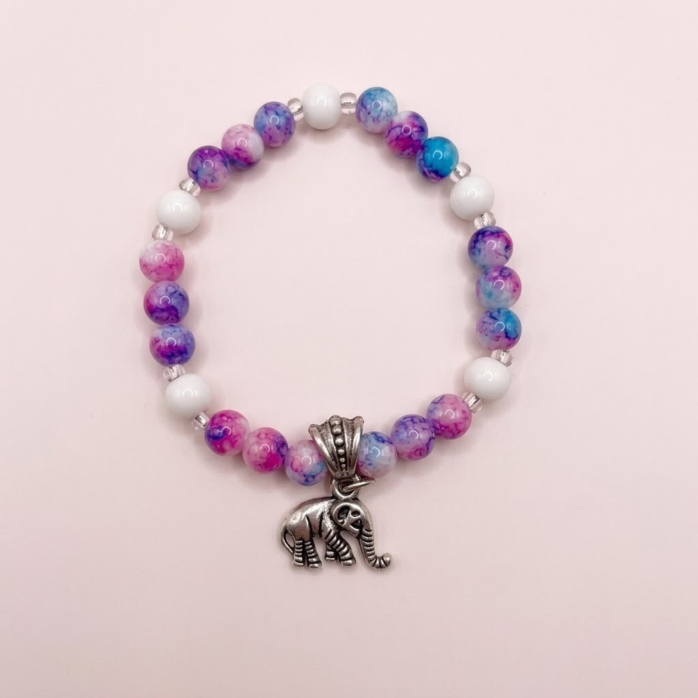 [BOGO] NWT Colourful Marble Bracelet w/‎ Silver Elephant Charm